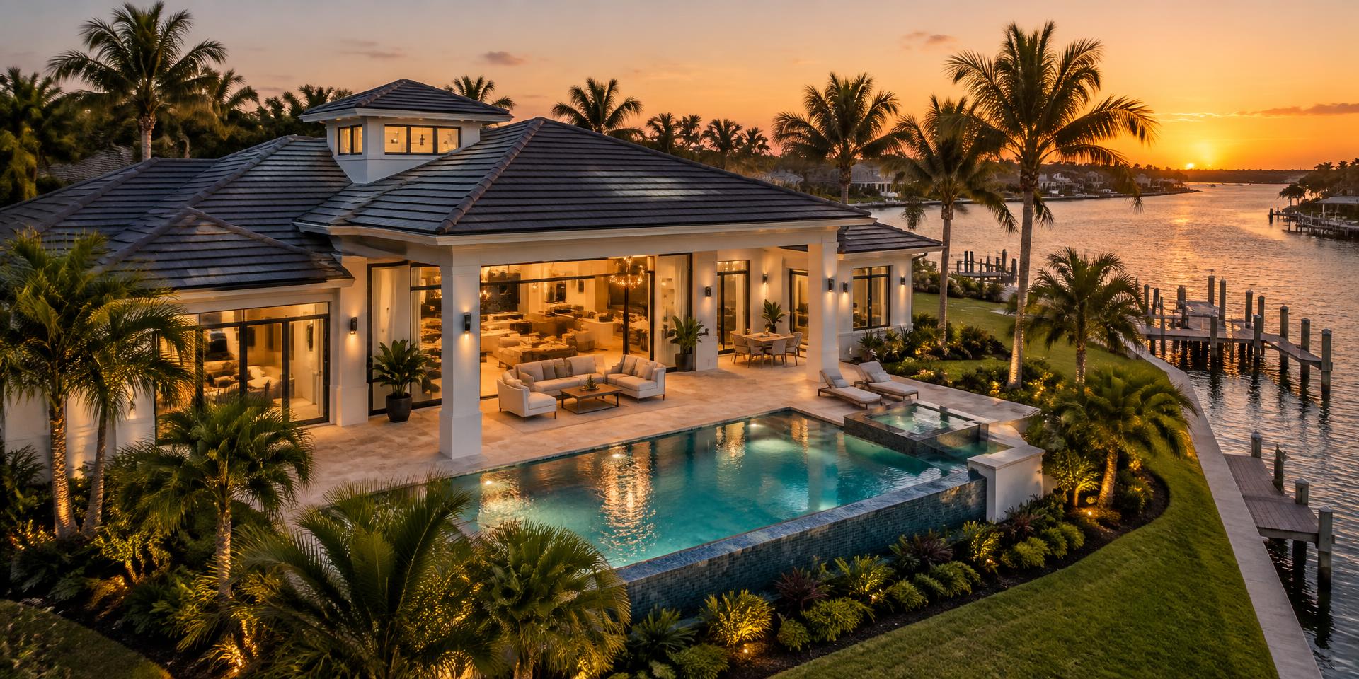 Southwest Florida home at sunset
