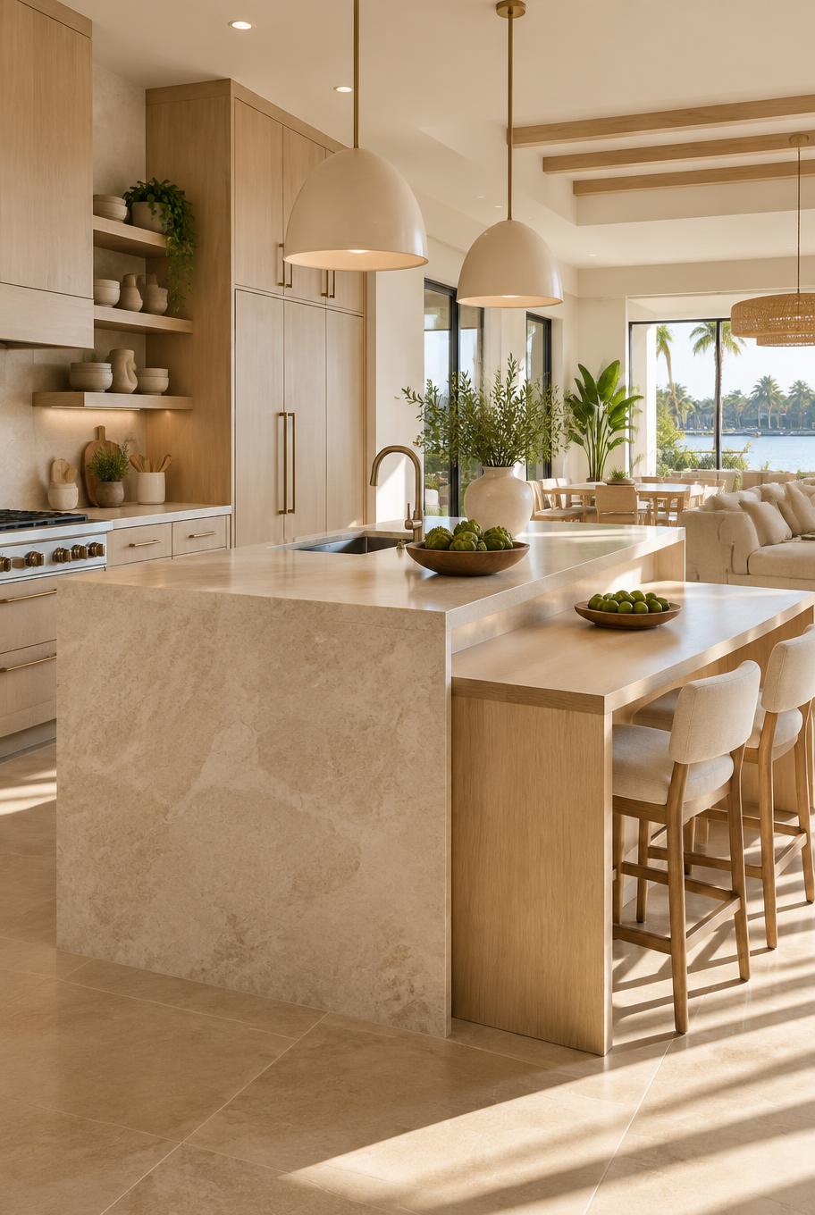 Open accessible kitchen with varied counter heights